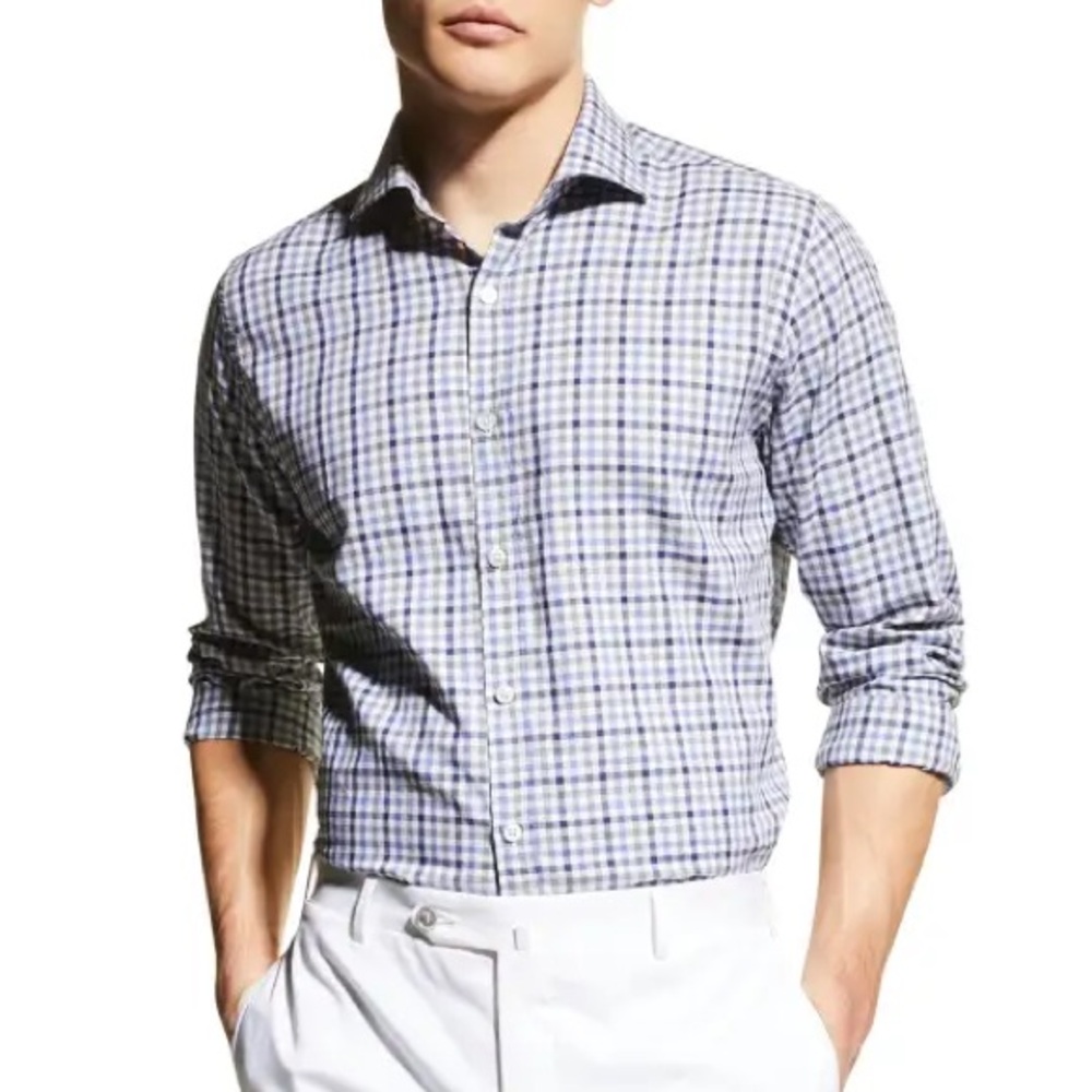 Canali cotton button down collared shirt